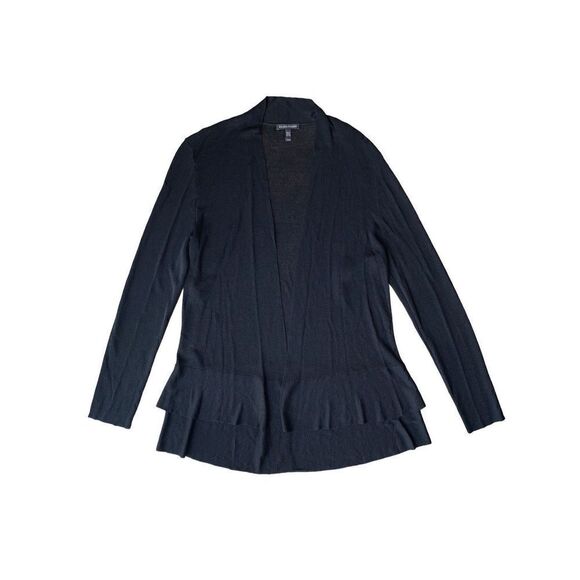 Eileen Fisher 2 Tier Ruffle Open-Front Stretch Jersey Cardigan - Picture 4 of 9
